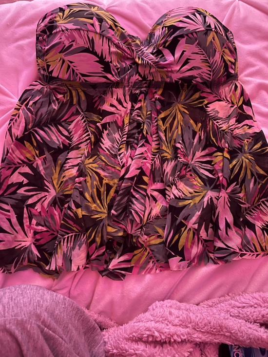 PINK Victoria's Secret Other - PINK Victoria's Secret Pink & Brown Tropical Leaf Swim Coverup